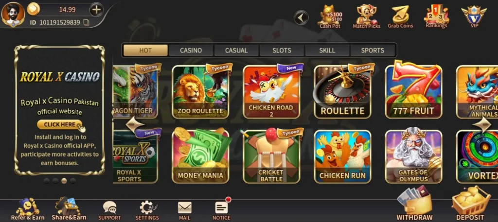 Royal X Casino APK 2026 banner image showcasing online gaming platform for Android users